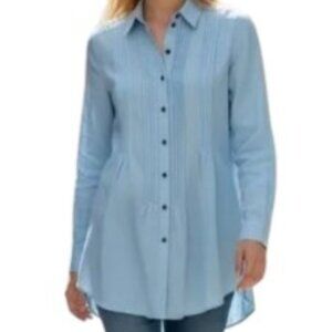 Sundance Katina Tunic Shirt in Blue Linen Large